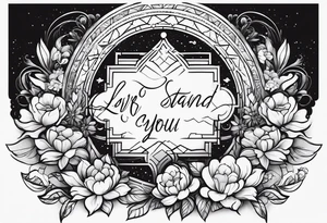 i want the words to be in script saying “the lord will stand with you and give you strength” with clouds and flowers around it tattoo idea