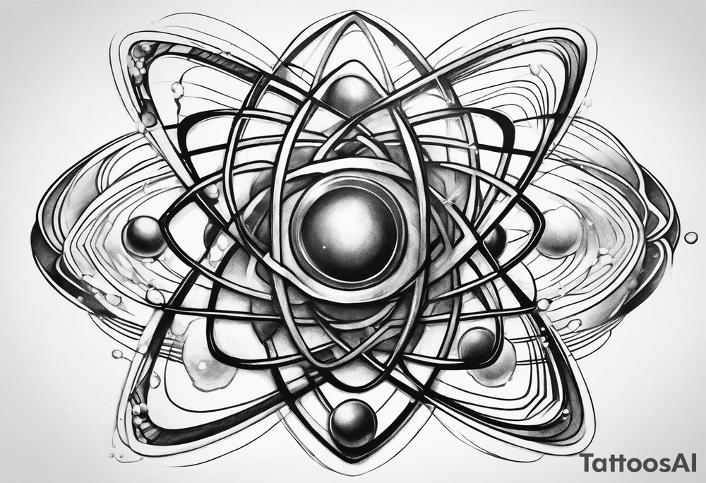 atom with quantum wave of electrons tattoo idea