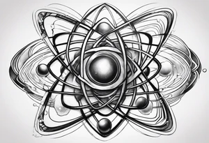 atom with quantum wave of electrons tattoo idea
