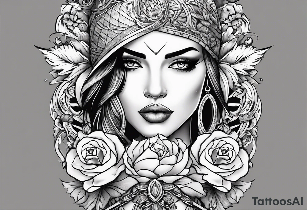 feminine dagger tattoo idea