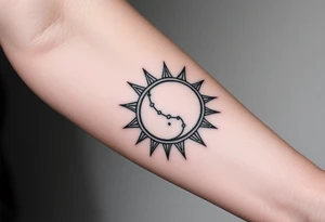 sun and moon in constellation patterns tattoo idea