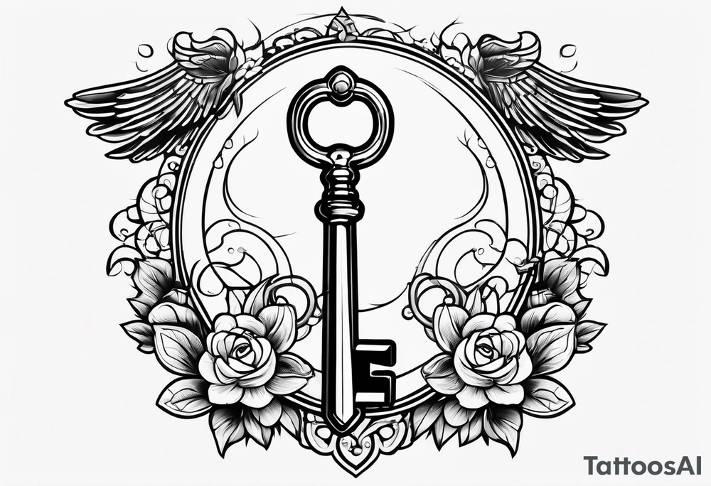 Old school key tattoo idea