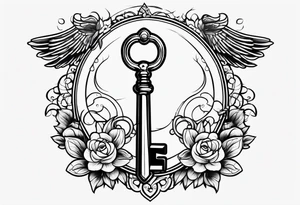 Old school key tattoo idea