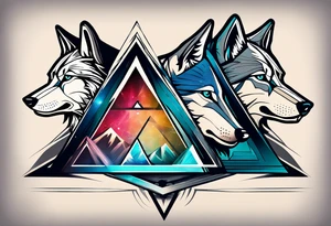 Three triangles. First triangle: Wolf. Second triangle: Snow. Third triangle: Thor, terrible. tattoo idea