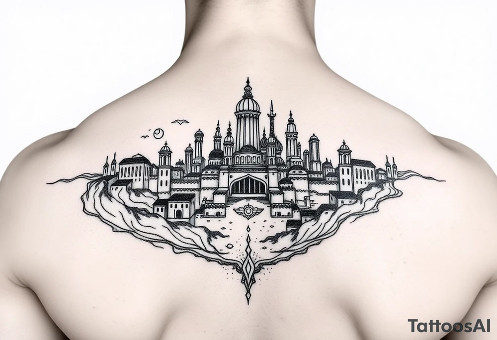 city of Atlantis tattoo idea