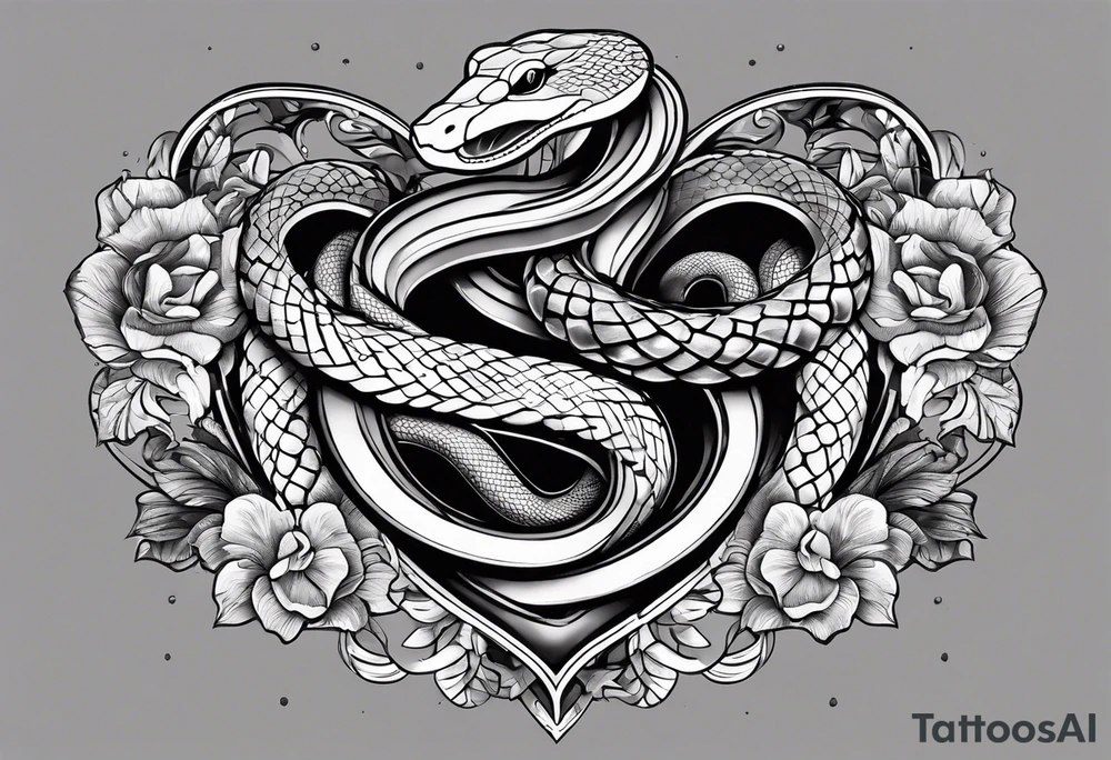 a snake wrapped around a heart tattoo idea