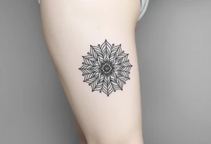 intricate mandala with sacred geometry and cosmic elements tattoo idea