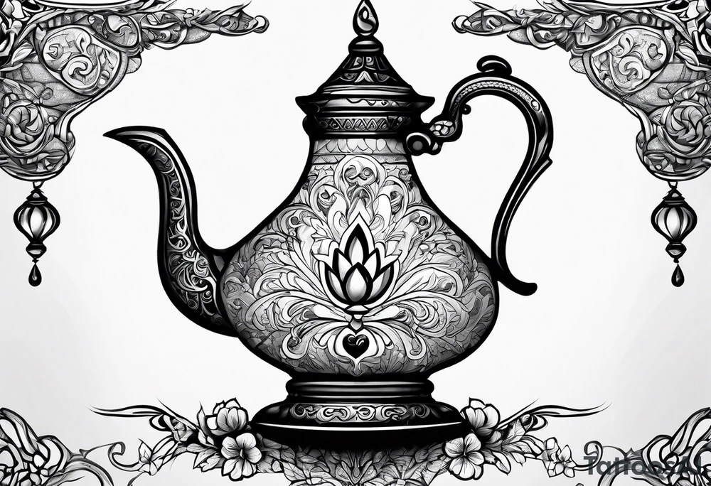 magic lamp with message prince ali tattoo idea