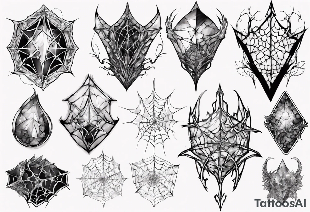 Shattered crystal chalice tangled spiderweb dragon scales tattoo idea