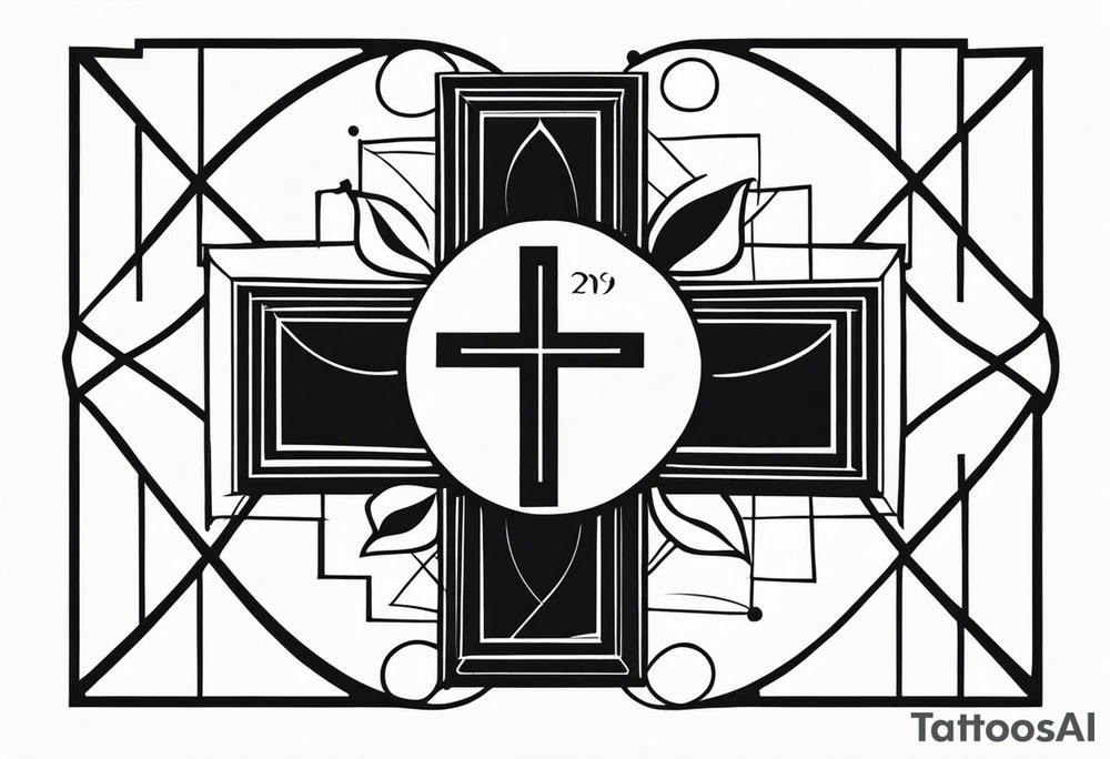 date of grandpa birth and death with a cross design tattoo idea