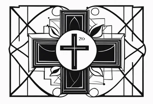 date of grandpa birth and death with a cross design tattoo idea