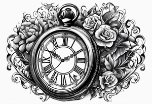 pocket watch with the saying "Time waits for no one..." tattoo idea