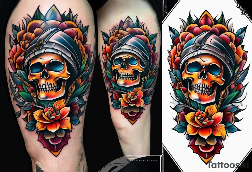 male neo traditional knee tattoo tattoo idea