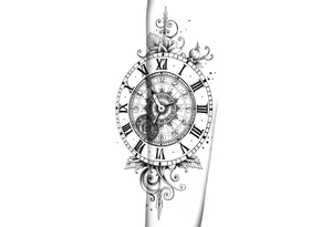 vintage roman numerals within ornate clockwork mechanism tattoo idea
