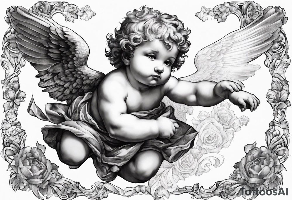 renaissance style cherub flying with teddy bear tattoo idea renaissance style cherub flying with teddy bear tattoo idea
