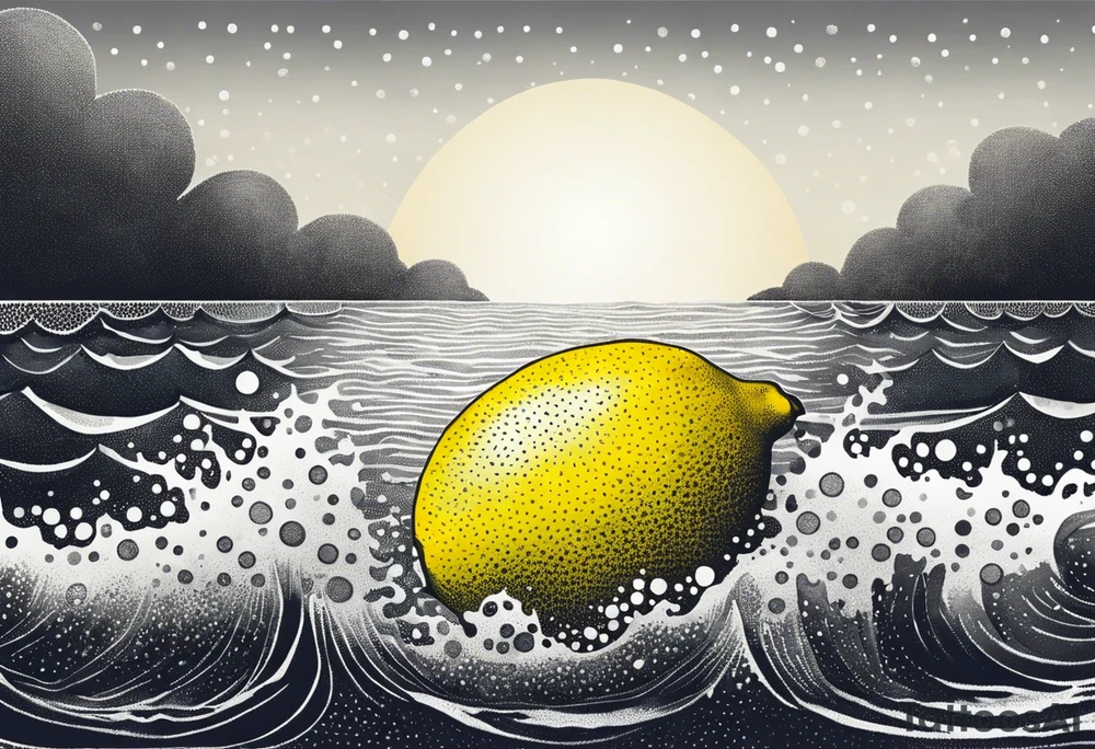 A lemon floats on the ocean tattoo idea