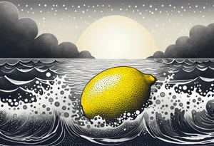 A lemon floats on the ocean tattoo idea