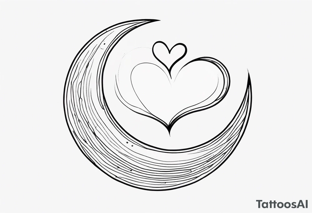 Crescent moon with a love heart inside it tattoo idea