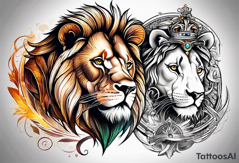lion and lioness tattoo idea