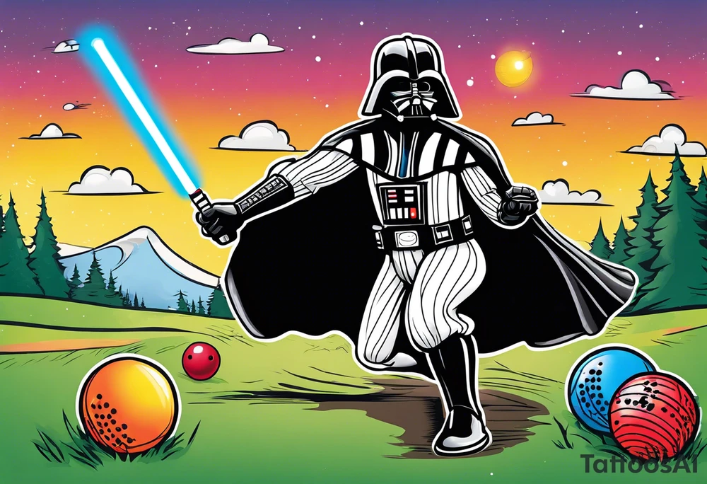 Darth Vader playing croquet with bob ross tattoo idea