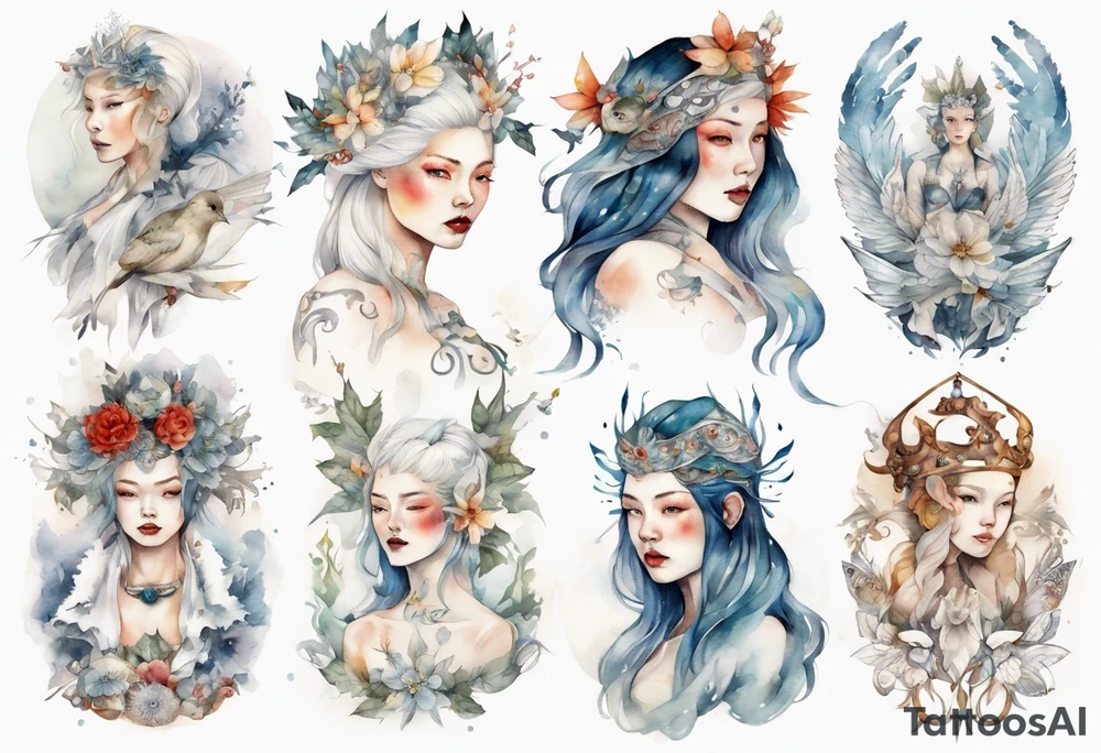 Nordic queen dressed in white tattoo idea