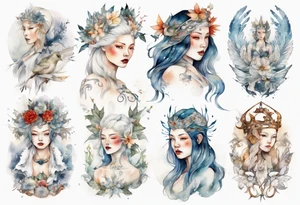 Nordic queen dressed in white tattoo idea