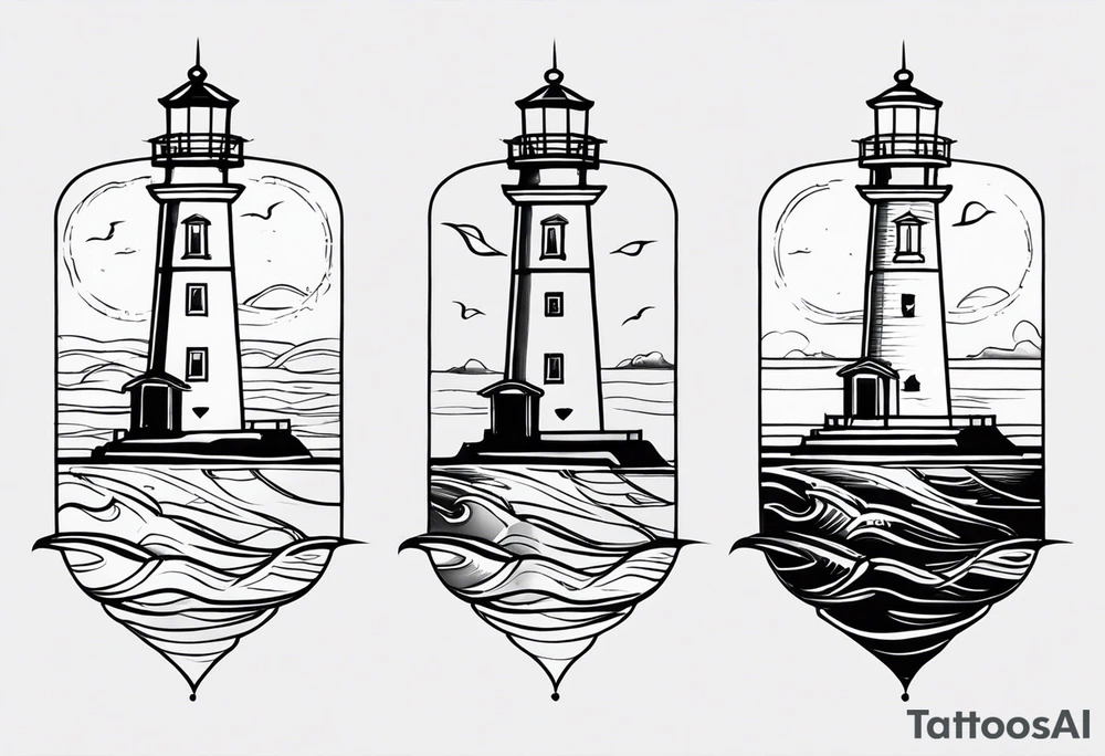 Farol no oceano em mar bravo tattoo idea