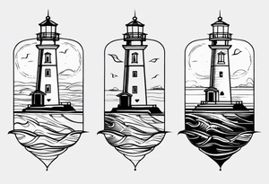 Farol no oceano em mar bravo tattoo idea