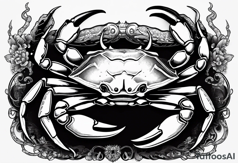 Crabs en blanco en negro con numero 69 tattoo idea