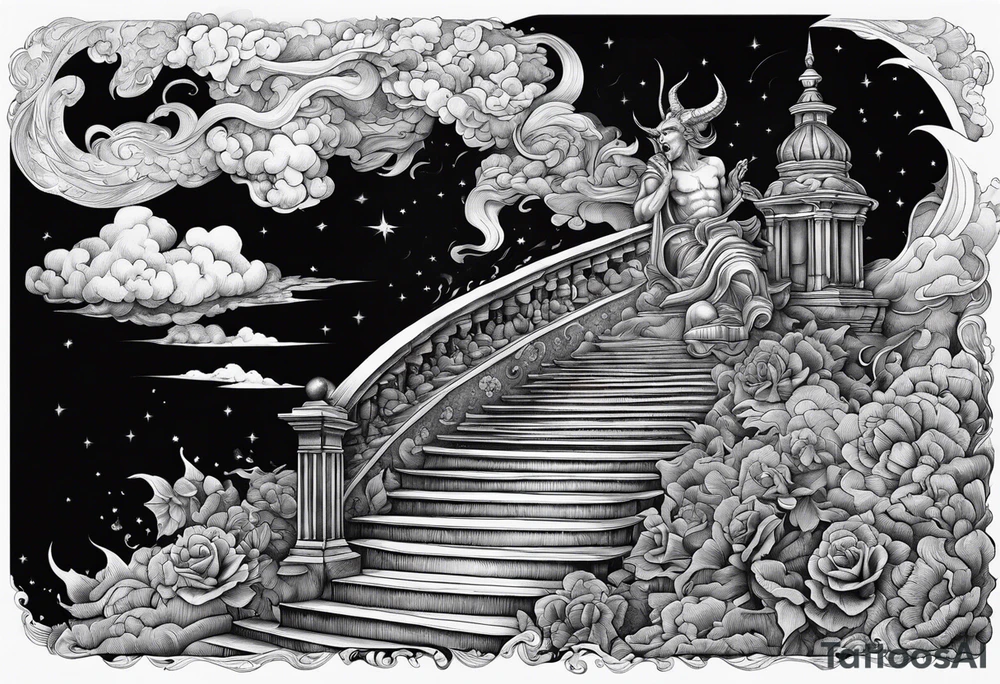 Satan fallen down on the stairway to heaven tattoo idea