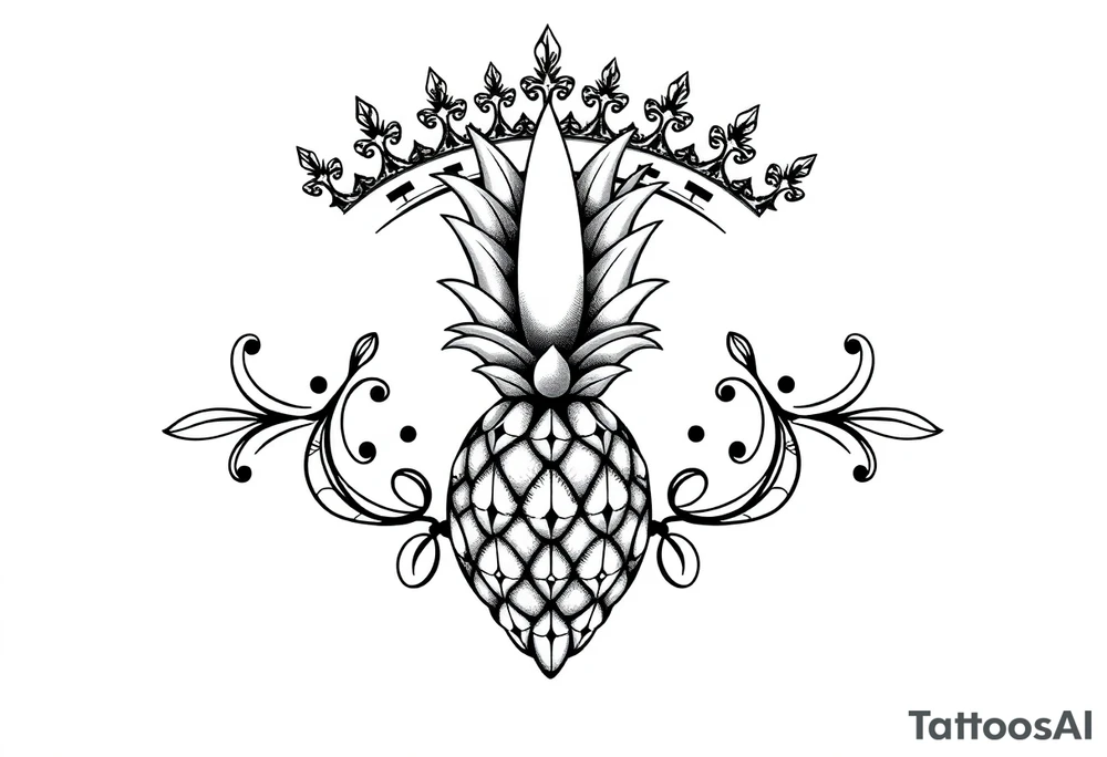 Majestic crown, pineapple ,vagina, anus tattoo idea
