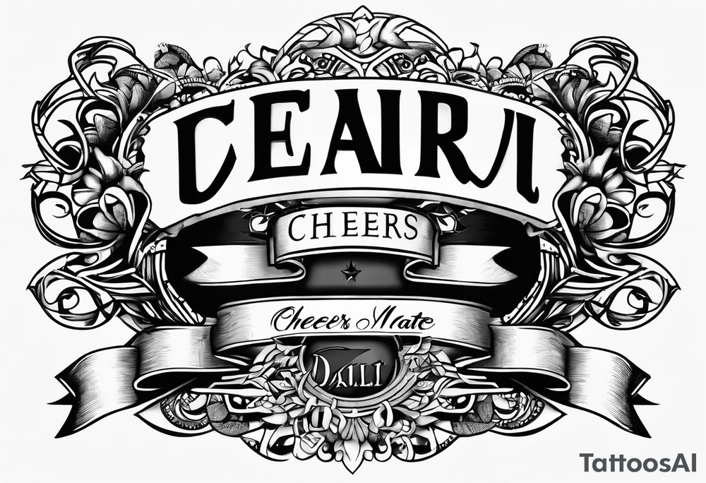Cheers Mate text, armband +Cancer Ribbon tattoo idea