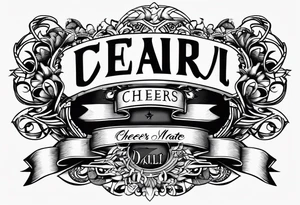 Cheers Mate text, armband +Cancer Ribbon tattoo idea