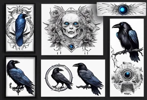 Dark raven with blue eyes tattoo idea