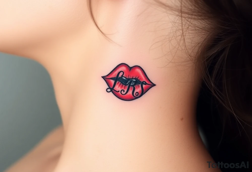 Small Kiss mark with the initials lrs tattoo idea