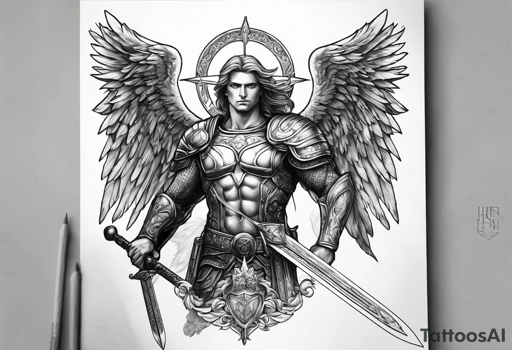 Arch angel Michael with sword tattoo idea