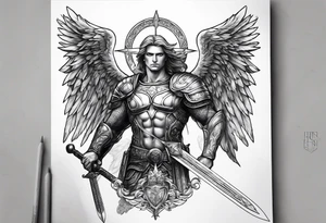 Arch angel Michael with sword tattoo idea