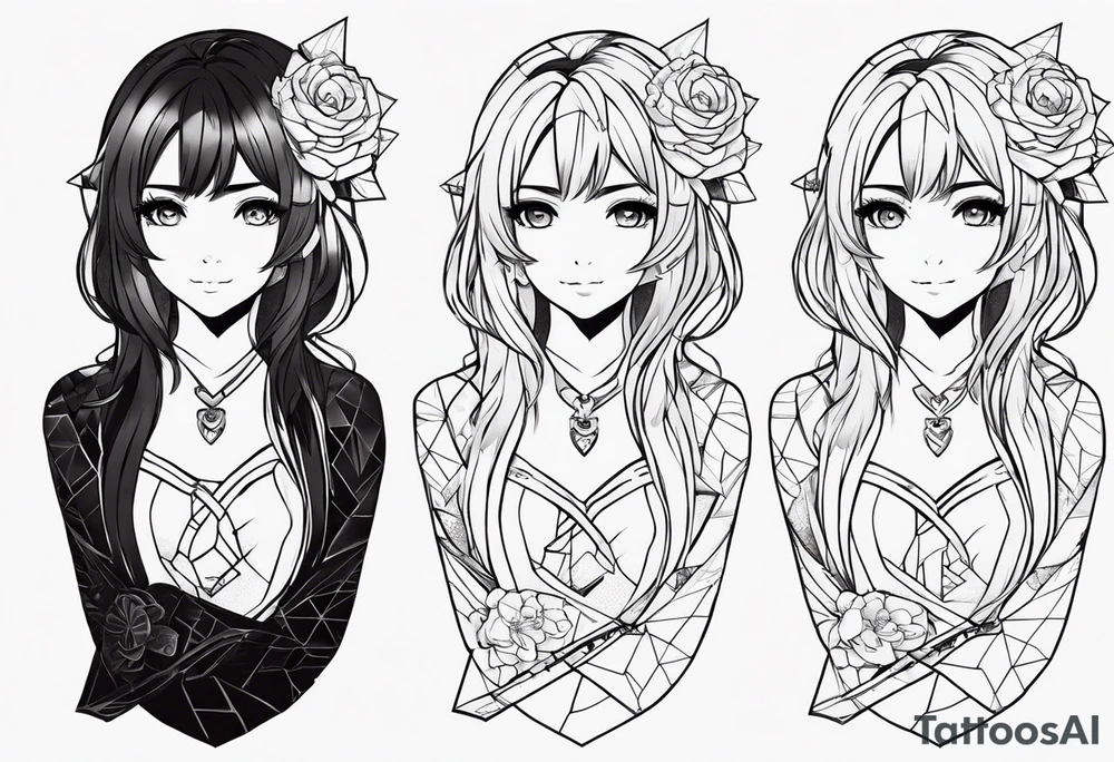 Cute anime girl tattoo on the arm tattoo idea