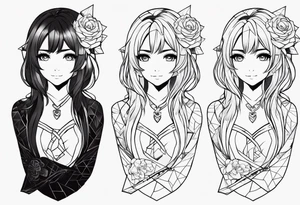 Cute anime girl tattoo on the arm tattoo idea