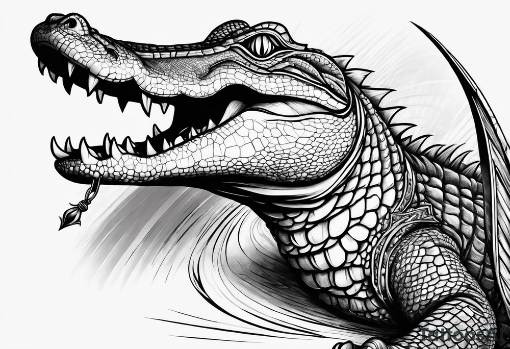 Alligator wrapped around a dagger tattoo idea
