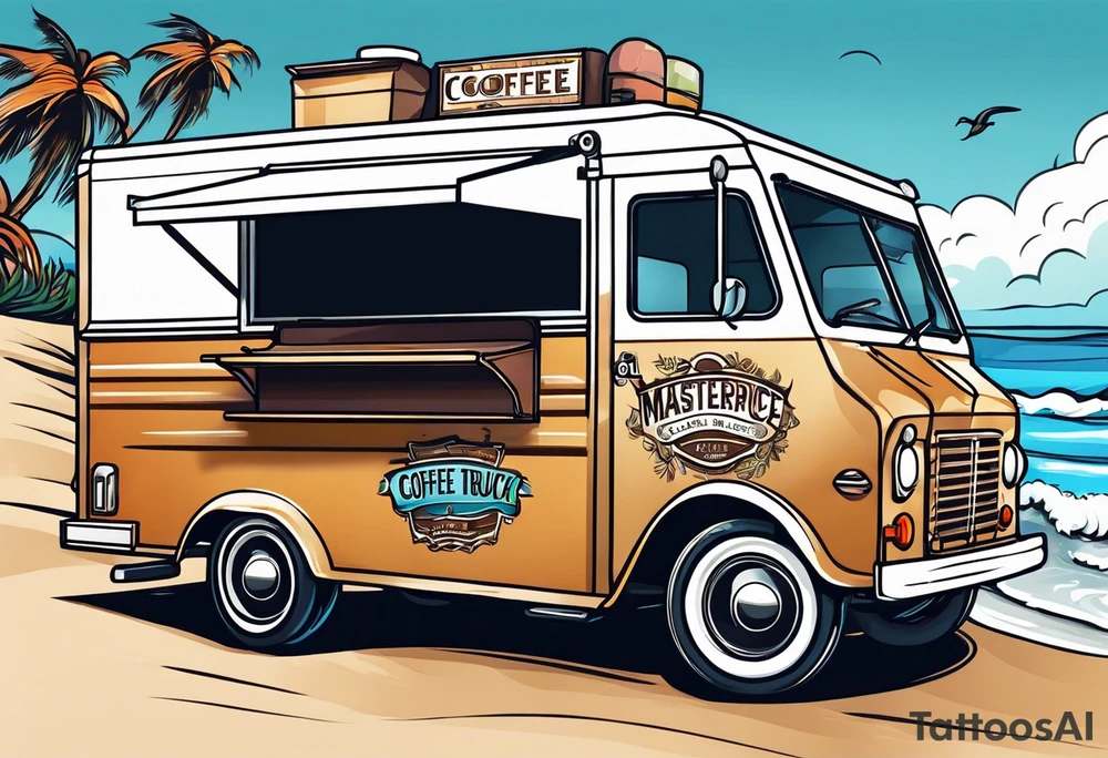 Logo for coffee truck on the beach tattoo idea