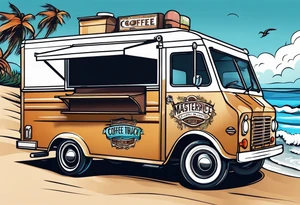 Logo for coffee truck on the beach tattoo idea