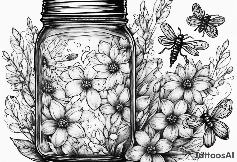 Mason jar with fireflies tattoo idea