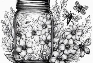 Mason jar with fireflies tattoo idea