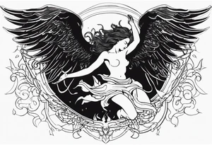 Fallen Angel falling to hell while god hold on to him tattoo idea