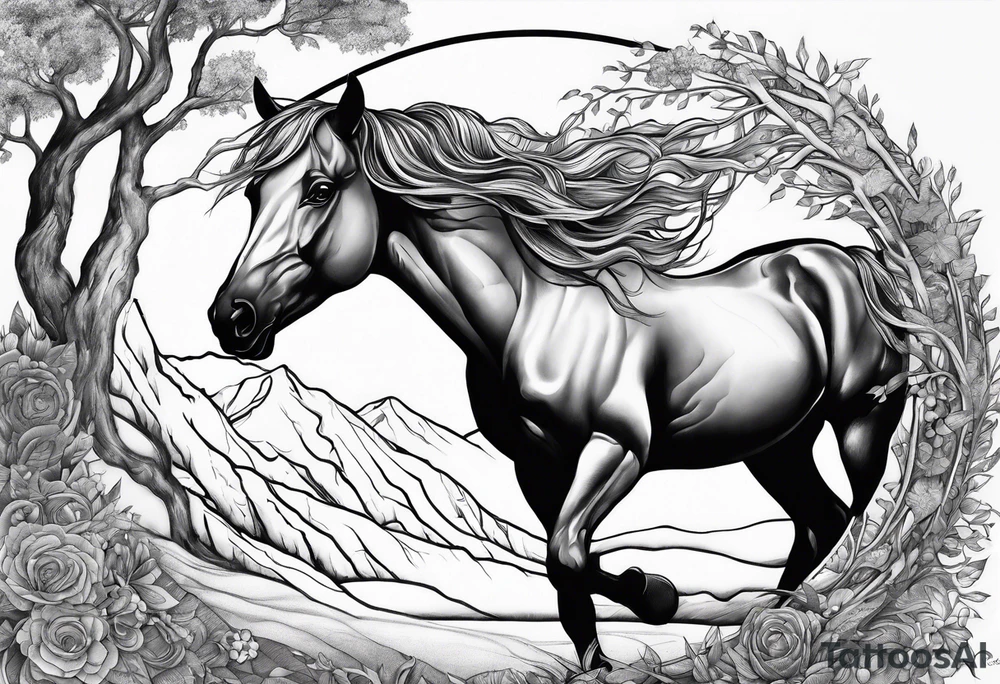 Horse and Yggdrasil tattoo idea