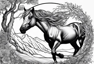 Horse and Yggdrasil tattoo idea