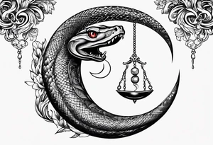 snake wrapped around a crescent moon tattoo idea