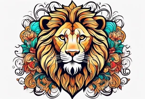 Leo symbol in the middle of lion and lioness tattoo idea
