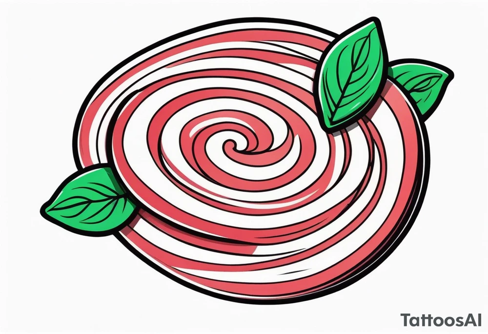 a peppermint candy with green swirls tattoo idea